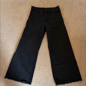 Zara Black Marine Straight Wide-Leg Jeans